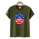 Women's Independence Day T Shirt T-shirt Women's Short-Sleeved Shirt Sunflower Print