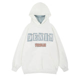 Men Hoodie Turtleneck Hooded Sweater Men's Paste Cloth Embroidery Letter Pullover