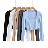 Women T-Shirt Slimming Long-Sleeved Bottoming Shirt Women's Slimming Top