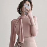 Women Long Sleeve Shirt Women's Half Turtleneck Tight