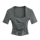 Women T-shirt Summer Slimming Short Sleeve Slim Fit T-shirt