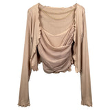 Women Long Sleeve Shirt Vest Women Cardigan Jacket Long-Sleeved T-shirt