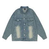 Men Denim Jacket Denim Jacket Men's Spring and Autumn Washed-out Vintage Loose Lapels Jacket