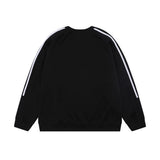 Men Hoodie round Neck Sweater Men's Long Sleeve Striped Stitching Sports Spring and Autumn