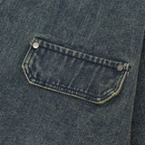 Men Denim Jacket Men's Loose Solid Color Washed Autumn Long Sleeve