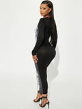 Women Dresses Women's Autumn Fashion Print round Neck Long Sleeve Dress
