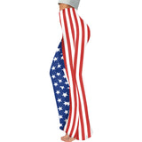 National Flag Day Leggings Summer Women's Independence Day Bell-Bottom Pants Striped Casual Leggings