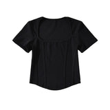 Women's T-Shirt V-neck Short-Sleeved T-shirt Women's Summer High Waist Top