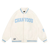 Men Cotton Padded Jacket Coat Winter Loose Letter Embroidery Cotton Casual Long-Sleeved Jacket Baseball Uniform