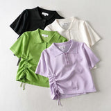 Women T-shirt Short Sleeve Shirt Top Women's Knitted