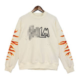 Palm Angle Sweatshirt Palm Angels Flame Distressed round Neck Long Sleeve Sweater for Men and Women