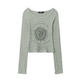 Women Long Sleeve T-Shirt Printed Long Sleeve T-shirt Girls' Autumn Casual O-neck Short Top