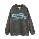 Men Hoodie Masked Hooded Sweater Men's Zipper Cardigan Letter Print Baggy Coat