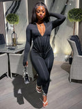 Women Jumpsuit Sports Slim-Fitting Long-Sleeve Zipper Jumpsuit Women