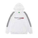 Men Hoodie Sports Loose Hooded Sweater Striped Stitching Long Sleeve Pullover Casual Top