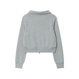 Women Hoodie Short Sweater Coat Casual Zipper Long Sleeve Top
