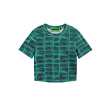 Women T-shirt Short-Sleeved T-shirt Women's Trendy round Neck Plaid Casual