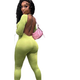 Women Jumpsuit Jumpsuit Solid Color Backless Slit