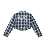 Men Long Sleeved T Shirt Plaid Letters Embroidered Shirt Coat Ins Leisure Cargo