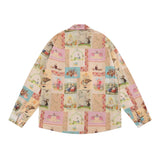 Men Long Sleeve T Shirt Cartoon Animation Long Sleeve Shirt Men Print Loose Casual Shirt