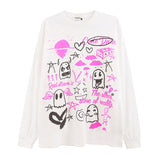 Men Long Sleeve Shirt Printed Long Sleeve T-shirt Men and Women Hip Hop Versatile Base