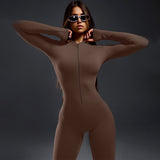 Women Jumpsuit Fashion Tight Zipper Sports Yoga Jumpsuit