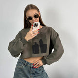 Women Sweatshirt Printed Sweater Coat Female Spring and Autumn round Neck