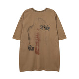 Men T Shirt Distressed Washed Loose Casual Short-Sleeved T-shirt for Men and Women