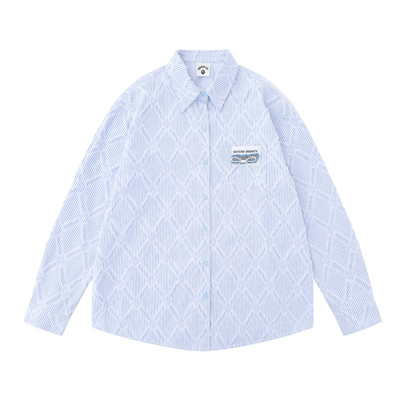 Men Long Sleeved T Shirt Pinstripe Long Sleeve Shirt Men Spring and Autumn Patchwork Shirt Loose Casual