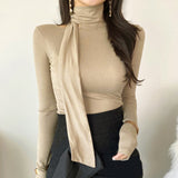 Women Long Sleeve Shirt Female Purple White