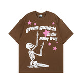 Men T Shirt Retro Alphabet Puff Print Short-Sleeved T-shirt Men's Loose Couple