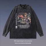 Men Long Sleeve Shirt Washed Long Sleeve Bottoming T-shirt Men and Women Ins