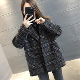 Plaid Trench Coat Autumn and Winter Loose High-Grade Outer Wear Plaid Wool Coat