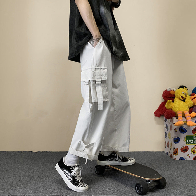 Men Sweatpants Functional Overalls Men's Autumn Loose Wide-Leg Casual Pants