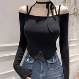 Women Long Sleeve Shirt Oblique Top Slimming Long Sleeve