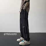 Men Sweatpants Striped Pants Men's Summer Loose Wide Leg Straight Casual