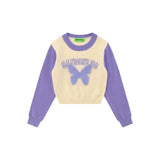 Women Sweater Color Matching Sweater Women's Autumn Leisure round Neck Long Sleeve Short