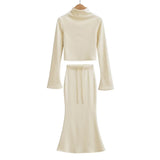 Women Skirt Fashion Long Sleeve T-shirt Top and Skirt Suit