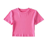 Women T-Shirt round Neck Elegant Ultra Short Short Sleeve T-shirt
