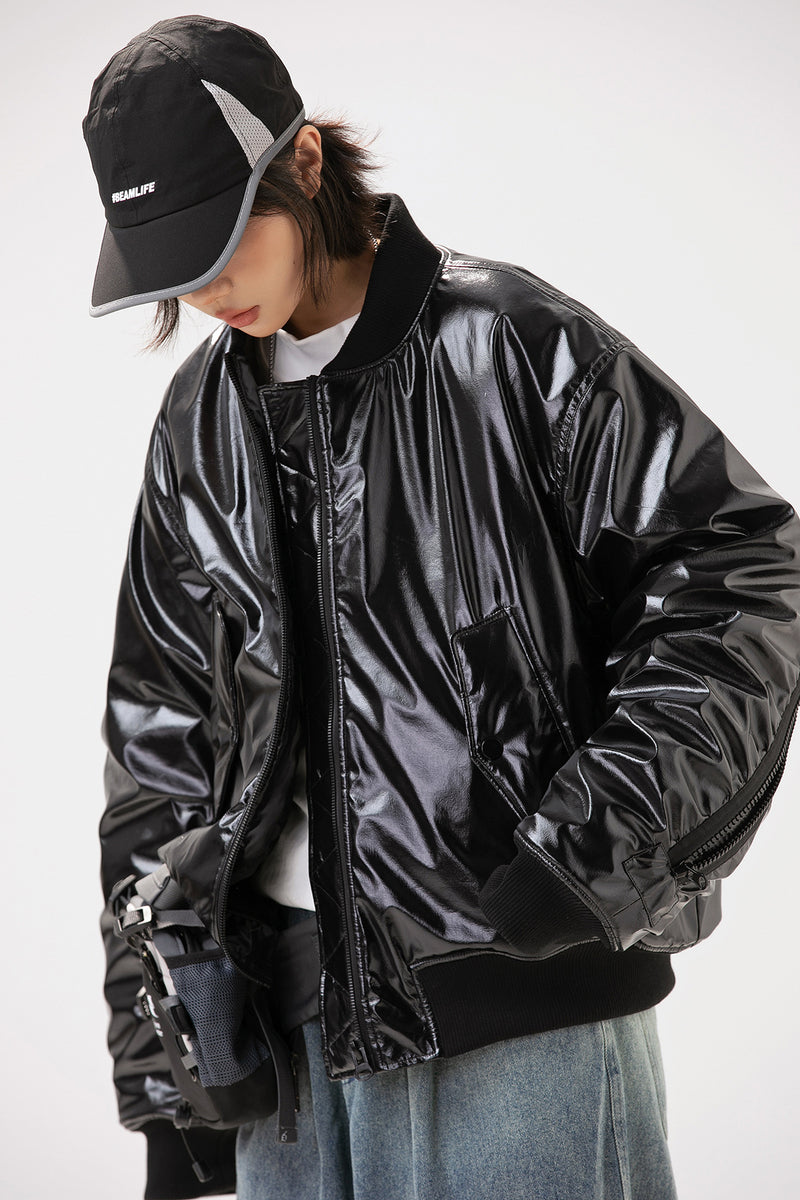 Unisex Sweater Winter Men's and Women's Cool Leather Cotton-Padded Coat