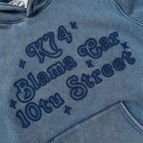 Men Fleece Lined Hoodie Letter Embroidery Washed and Worn Hooded Sweater Men's Loose Street Pullover Hoodie