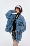 Unisex Jacket Autumn Stitching Zipper Denim Coat Women's Clothing