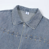 Men Denim Jacket Washed Denim Jacket Men's Spring and Autumn Loose Casual Zipper Cardigan Denim Jacket