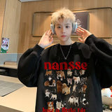 Men Hoodie round Neck Sweater Men's Autumn Fashion Brand Printed Loose Casual