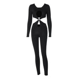 Women Jumpsuit Winter Sexy round Neck Long Sleeve Jumpsuit