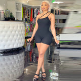 Women Jumpsuit Solid Color Slim Fit Sloping Shoulder Backless Jumpsuit