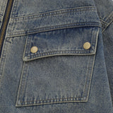 Men Denim Jacket Washed and Worn Denim Jacket Men's Vintage Pocket Jacket Spring and Autumn