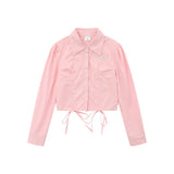 Women Long Sleeve Shirt Girls' Spring and Autumn Solid Color Casual Long Sleeves Button Shirt