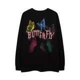 Men Long Sleeve Shirt Foam Printed Distressed Long Sleeve T-shirt Men and Women Hip Hop Loose