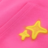 Men Hoodie Five-Pointed Star Puff Print Hooded Jacket Two-Way Zipper Cardigan Sweater